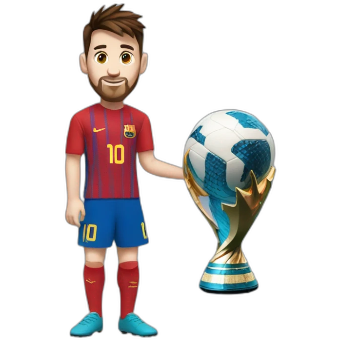 Messi holding the World Cup with number 10 on his chest emoji