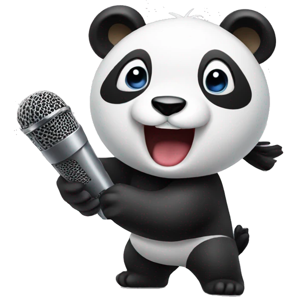 panda hitting microphone emoji