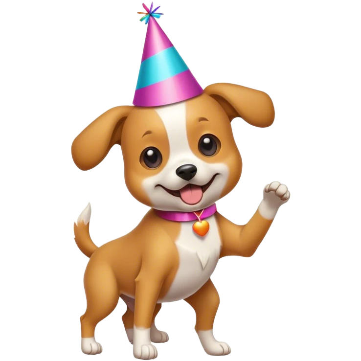 dog dancing with party hat emoji