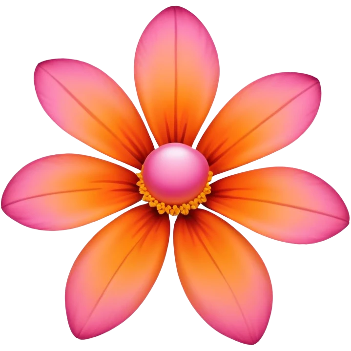 Create a flower like this one: 🌺 but with gradient colors orange and pink emoji