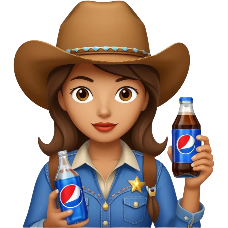 cowgirl holding a Pepsi emoji