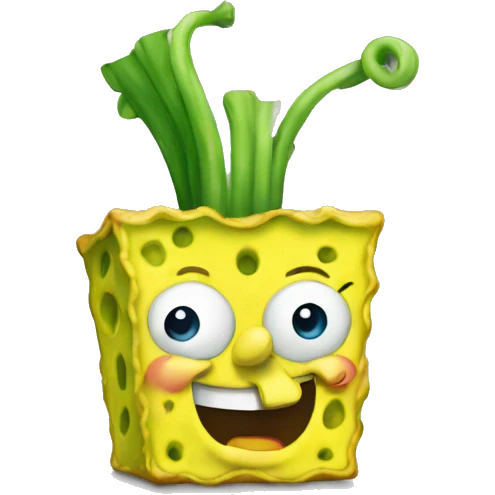 spongebob like an emoji, apple iOS style,  emoji