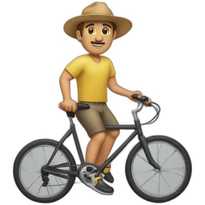 señor gordo sin pelo en bicicleta emoji