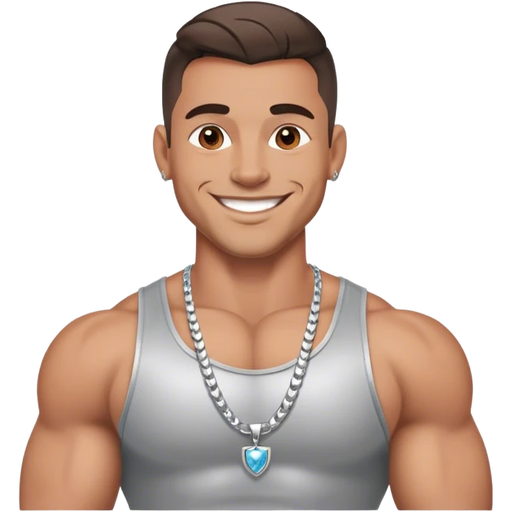 smiling muscular man with  silver jewelry emoji