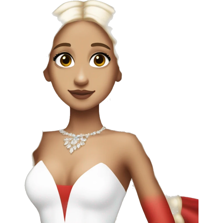 white ariana grande, blonde hair, red dress, ethereal  emoji