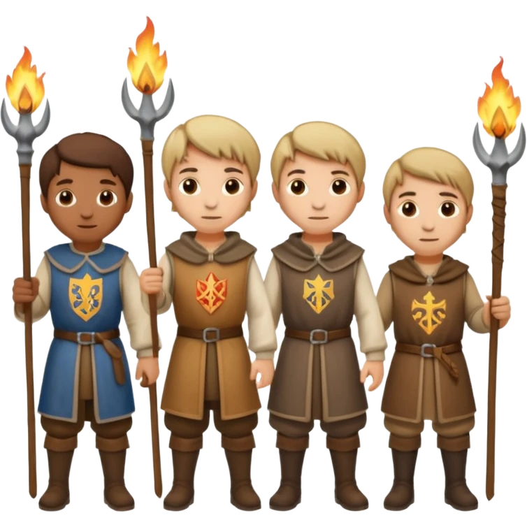 les villagois avec des fourches et des torches sapé en moyen age emoji