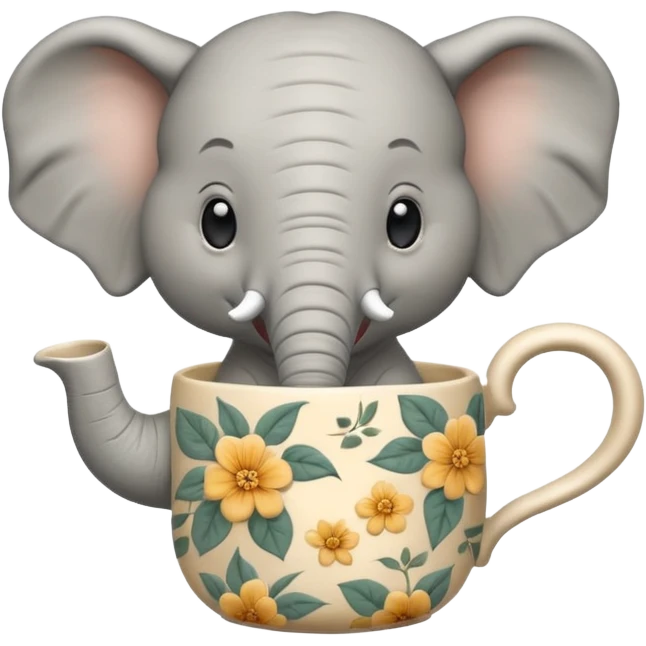 elephant with tea cup emoji