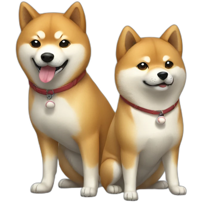 Shiba and another shiba with a baseball bat emoji