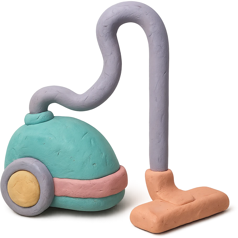 vacuum cleaner in claymation style with pastel colors and visible fingerprints emoji