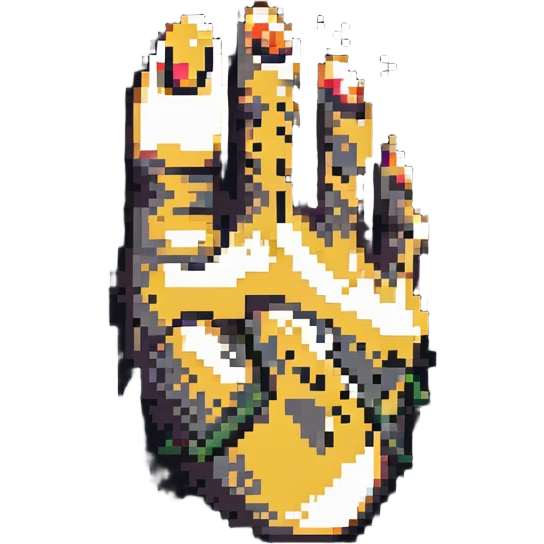 close-up of a leopard's foot with spots pointing upward in pixel art style emoji