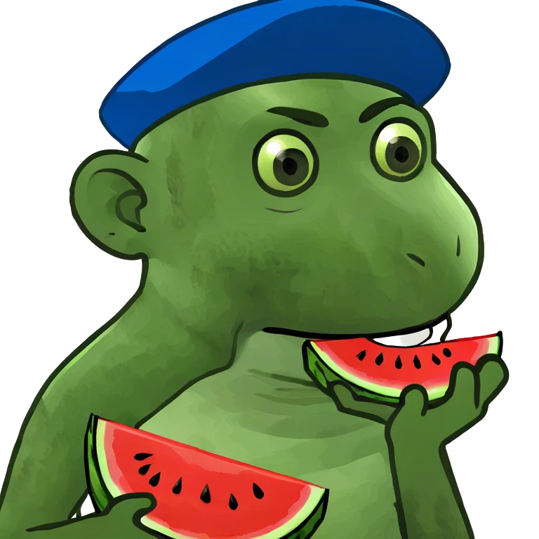 Monkey eating watermelon emoji