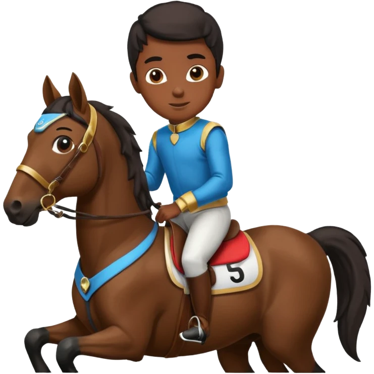 black boy riding horse wearing racing cloth black emoji