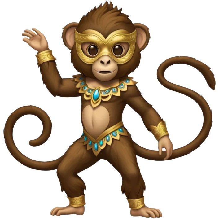 full body of monkey wearing masquerade emoji