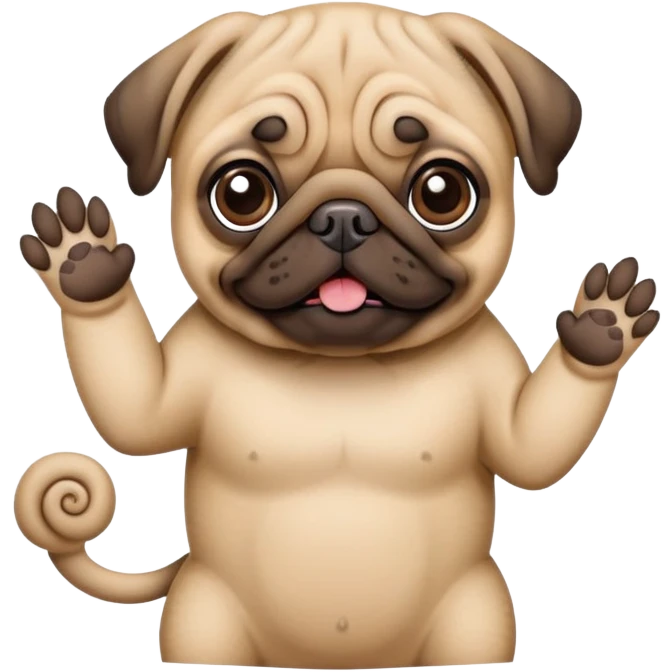pug waving one paw emoji