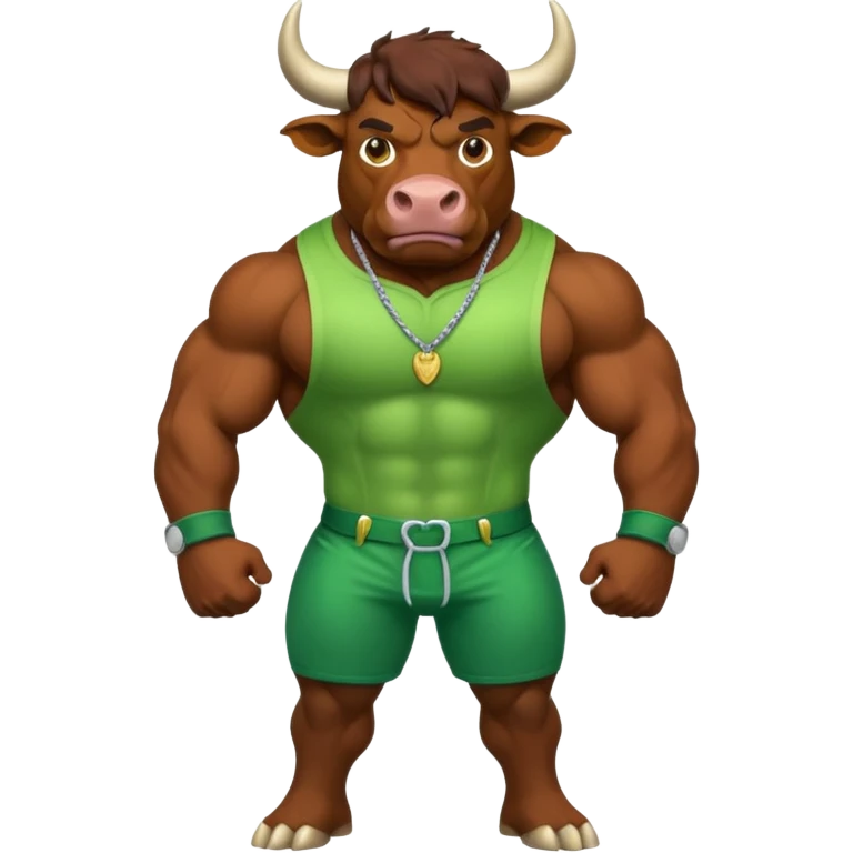 Green bull with clothes emoji