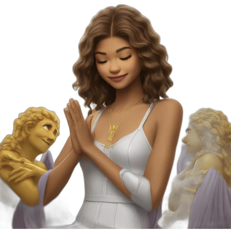 Zendaya petting a god emoji