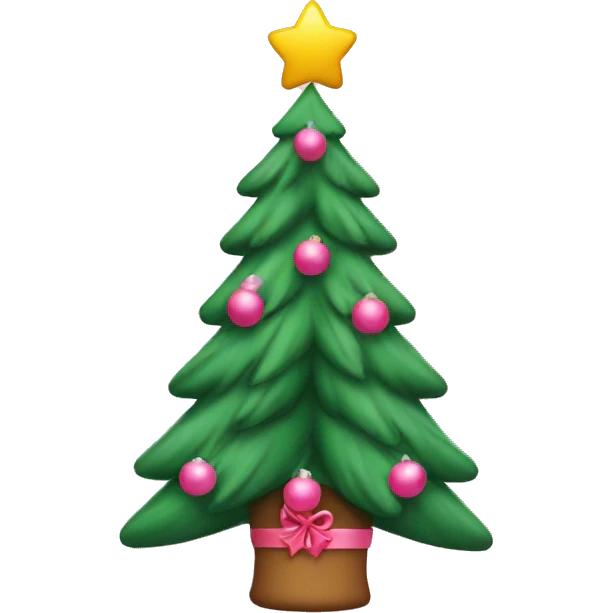 Christmas tree with teddy bear holding pink heert under emoji