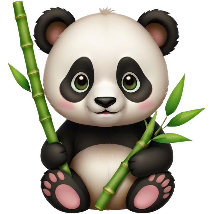 cutie panda holding bamboo emoji
