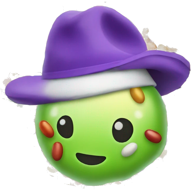 Jelly bean with hat emoji