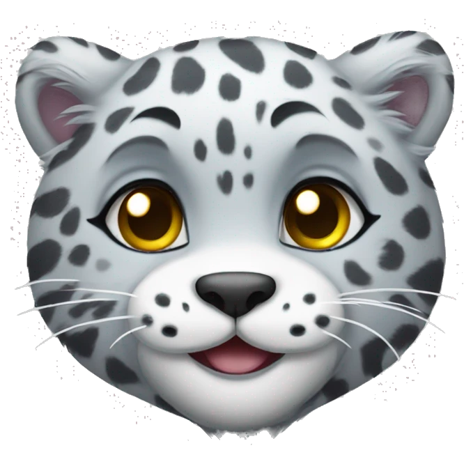 cute snow leopard shows a heart emoji