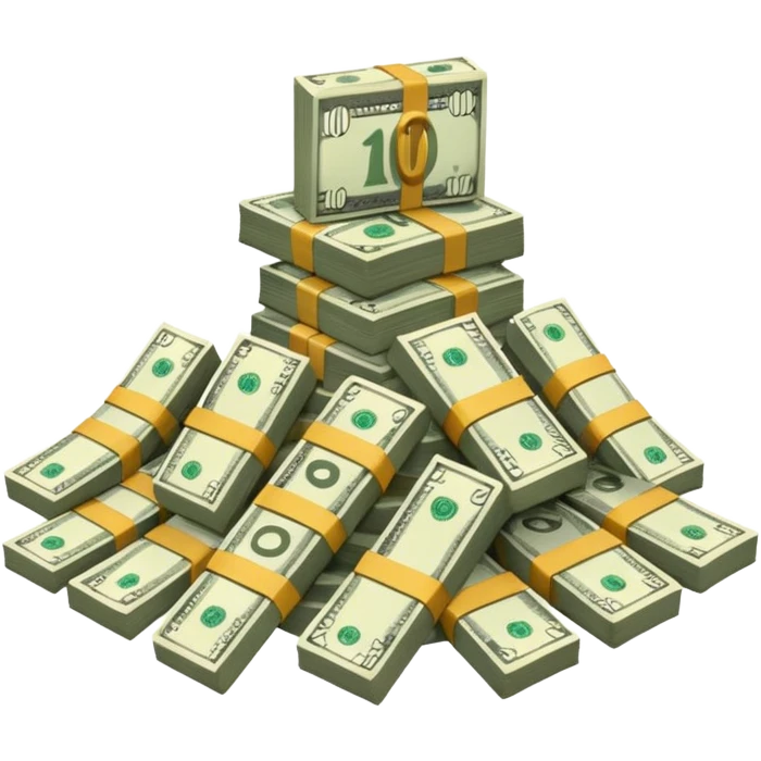 cash pile, make bills rectangular, next to a "10x" factor, looking like 10x CASH PILE emoji