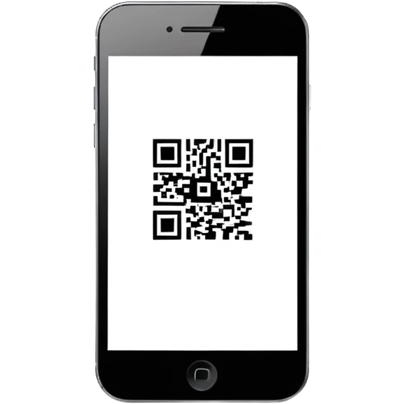 smartphone with QR code displayed on screen emoji