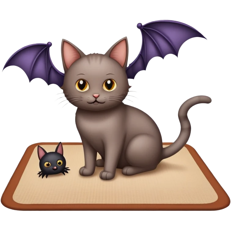 cat, mat, and two bats emoji
