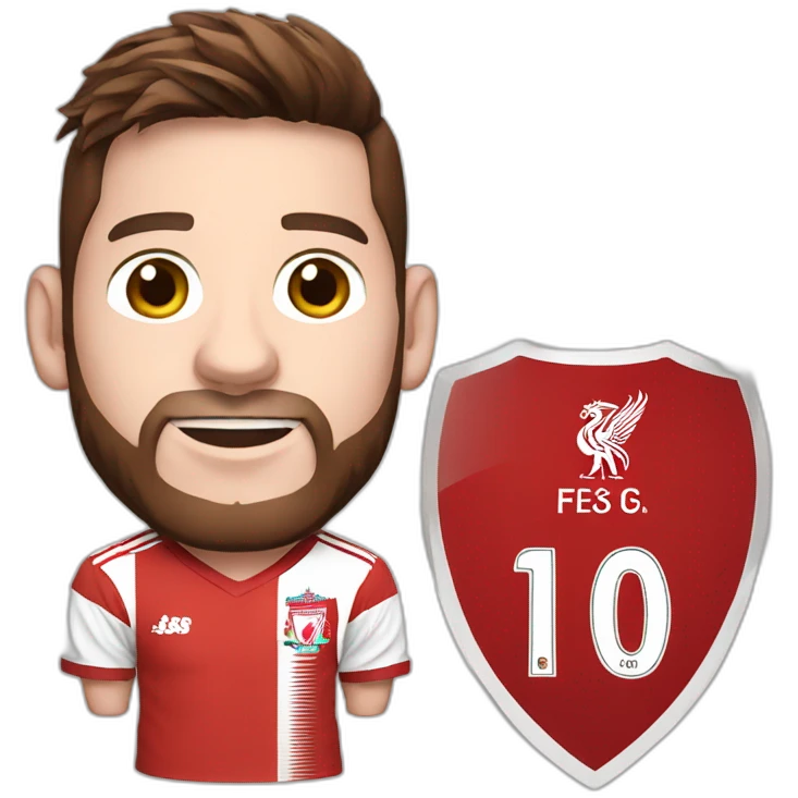 messi wearing Liverpool fc uniform emoji