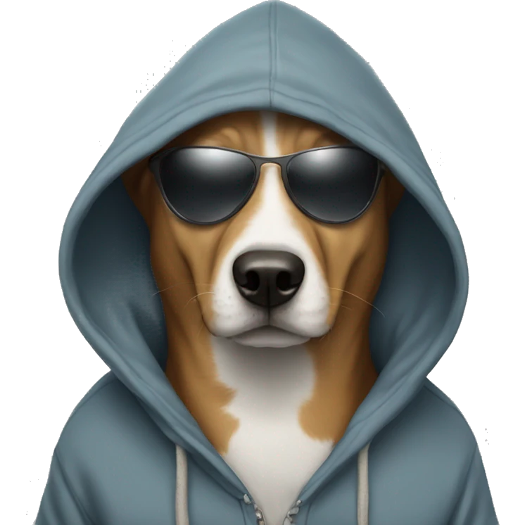 Dog with hoodie and sunglasses emoji