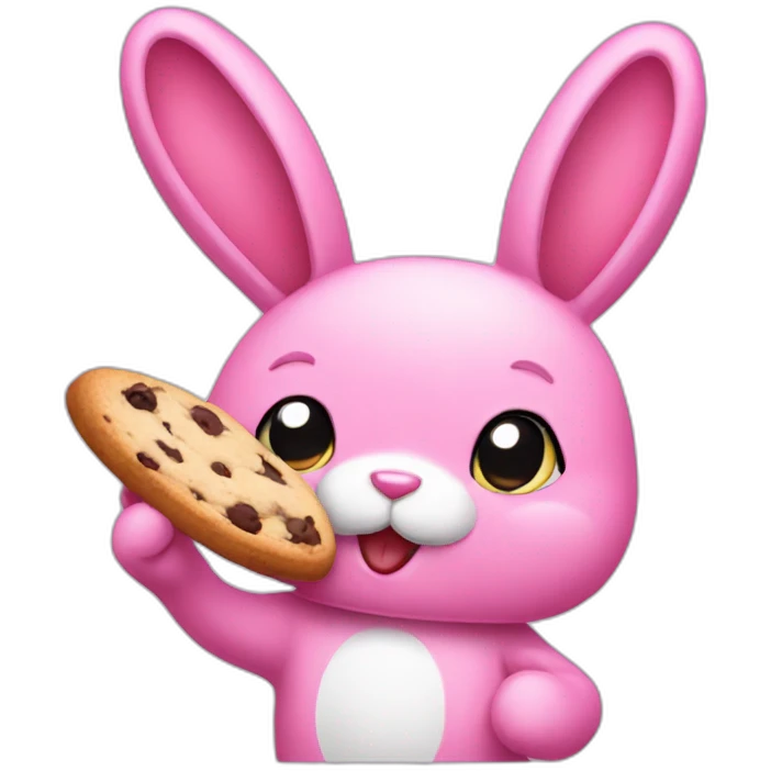 Pink Bunny eatting a Cookie emoji