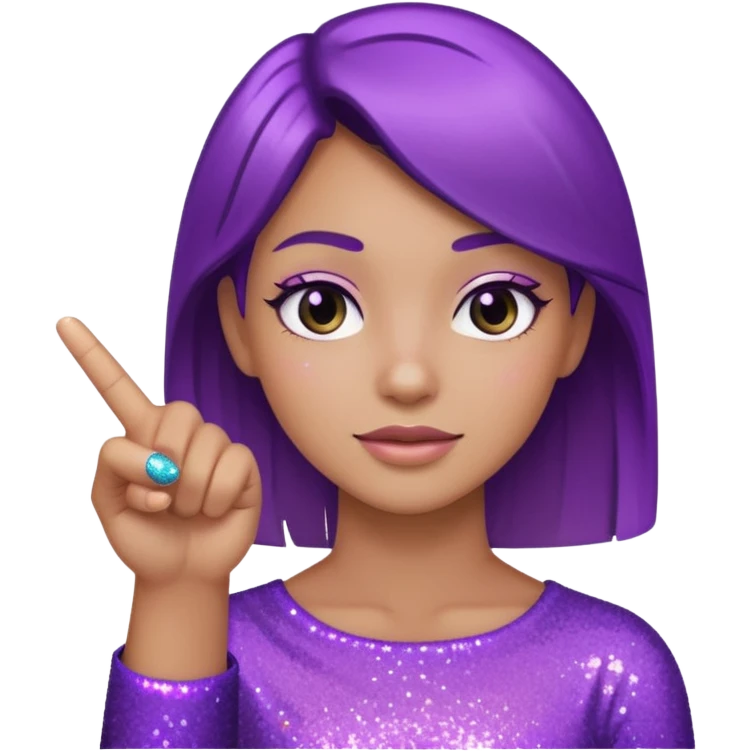 Glitter Roxo e Ciano Dedo apontando pro lado emoji
