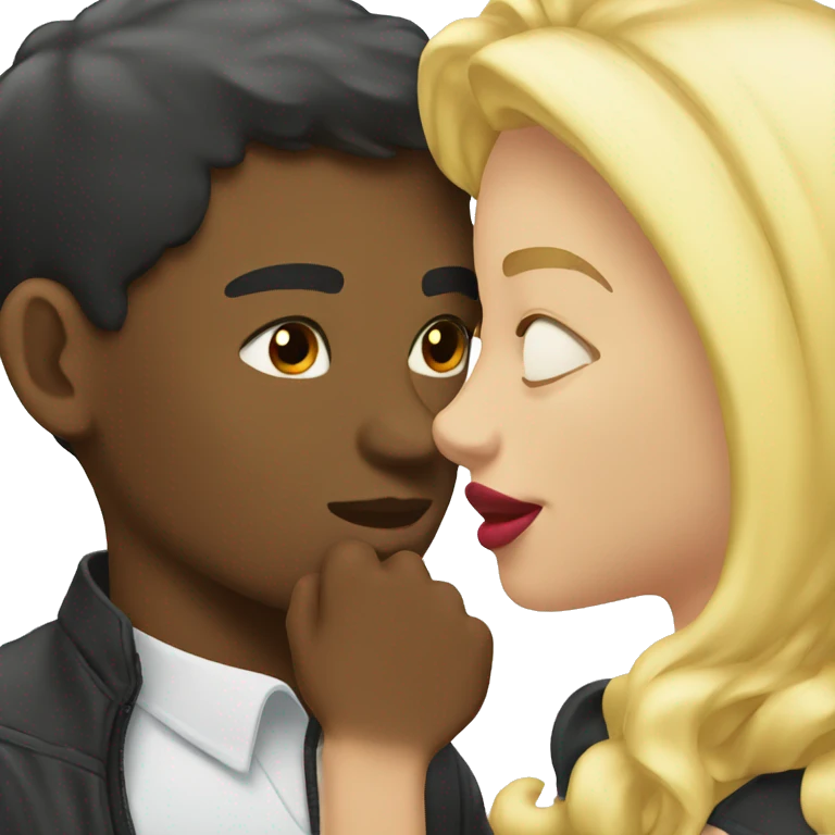 a blonde guy and a black guy kissing emoji
