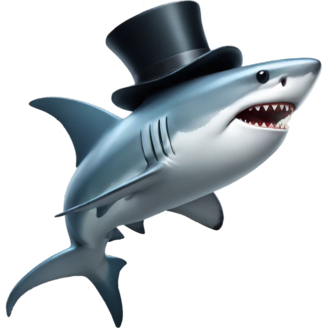 Shark with a top hat emoji