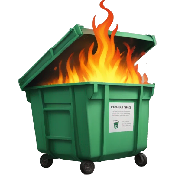 Dumpster fire cute emoji