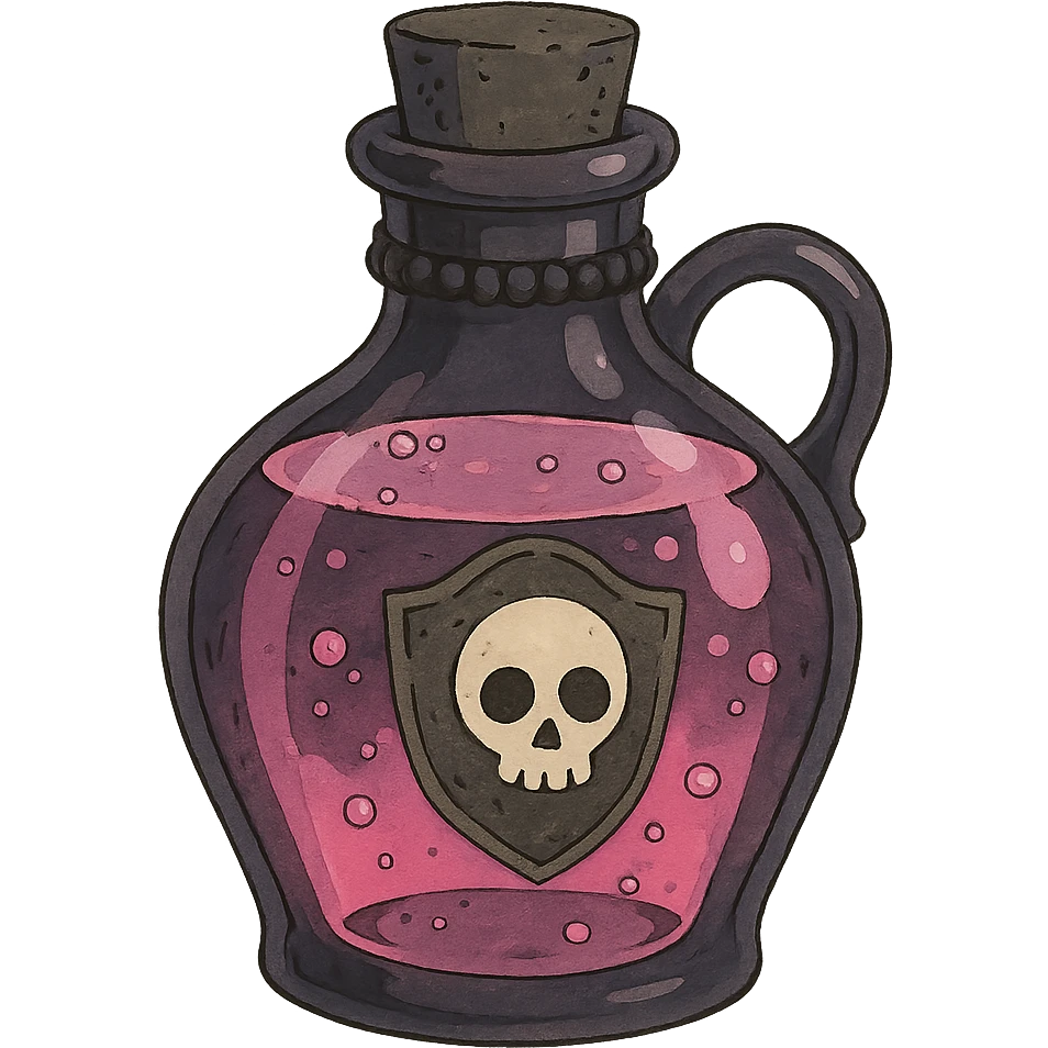 pink goth potion bottle, magical and gothic, ghibli style emoji