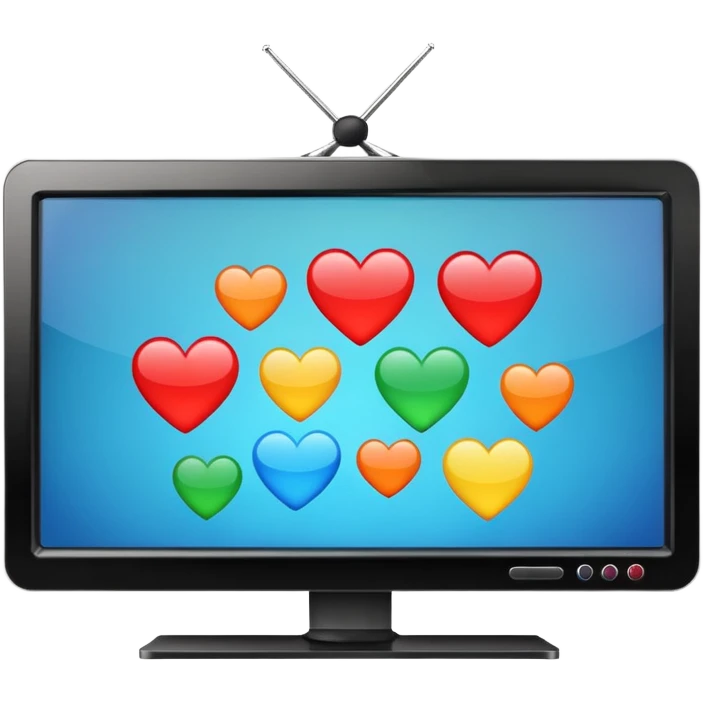A tv with a cartoon on emoji