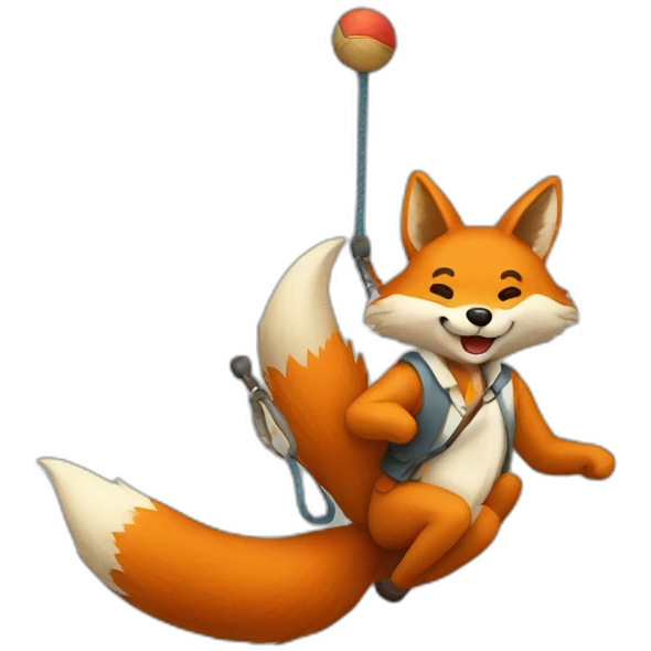 Man riding a fox swinging a yoyo.  emoji