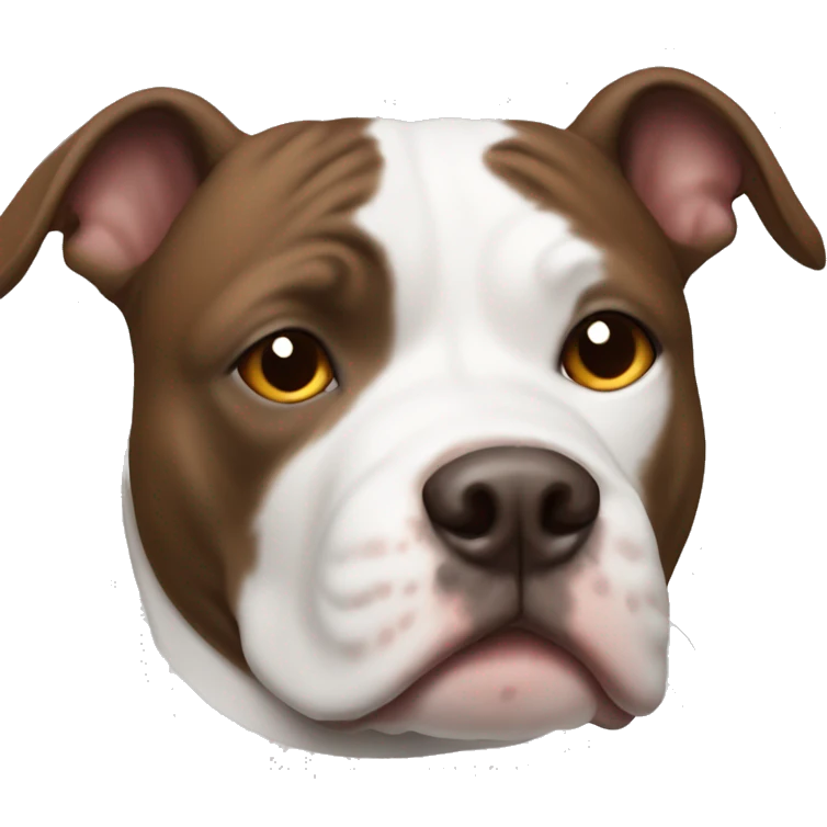 Pitt bull dog with all white face and brown ears and nose  emoji
