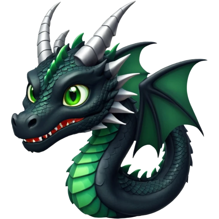 Black dragon with green eyes emoji