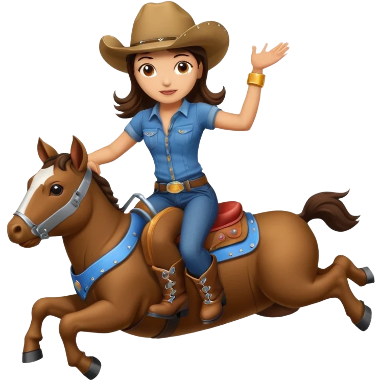 brunette girl riding mechanical bull emoji