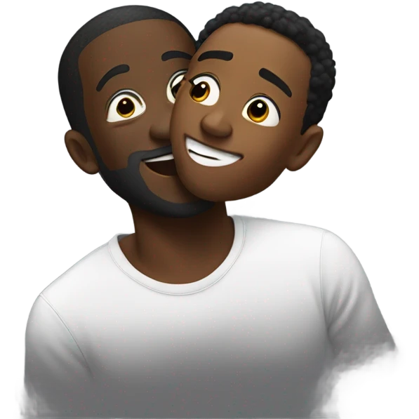 black man kissing a black man that is flying emoji