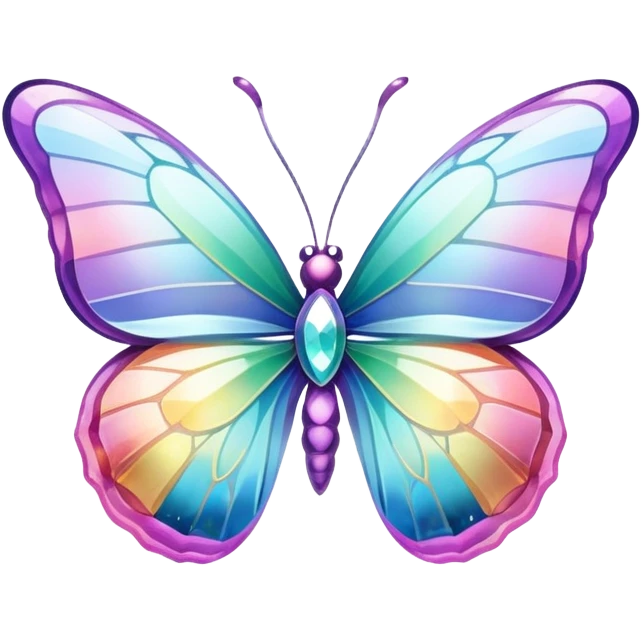 Pastel iridescent rainbow crystal butterfly emoji