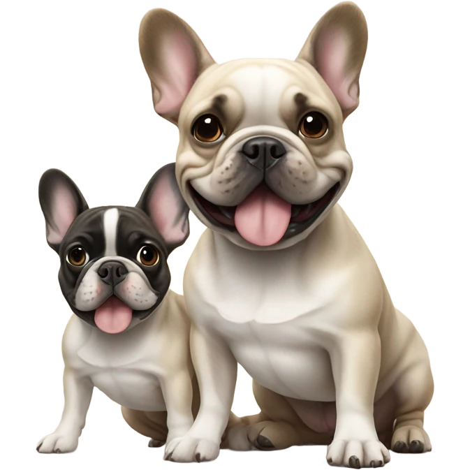 2 super cute frenchie bulldogs walking one big one small emoji