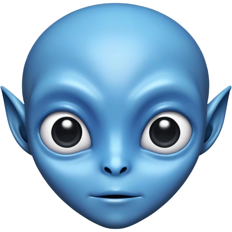 blue alien with big black eyes emoji