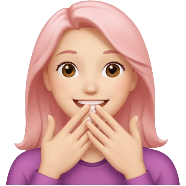 Blush hand covering the mouth looking happy emoji