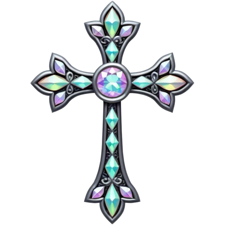 Gothic iridescent diamond cross emoji