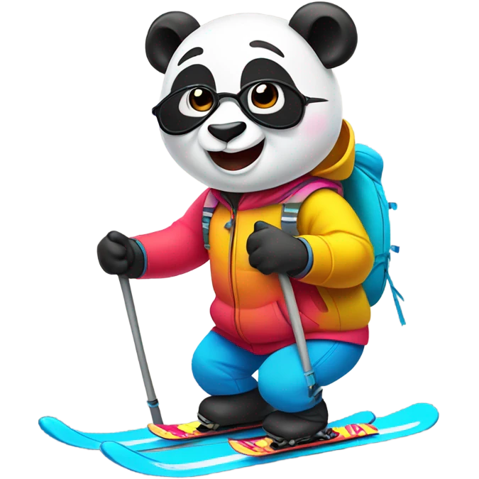 Panda skiing downhill emoji