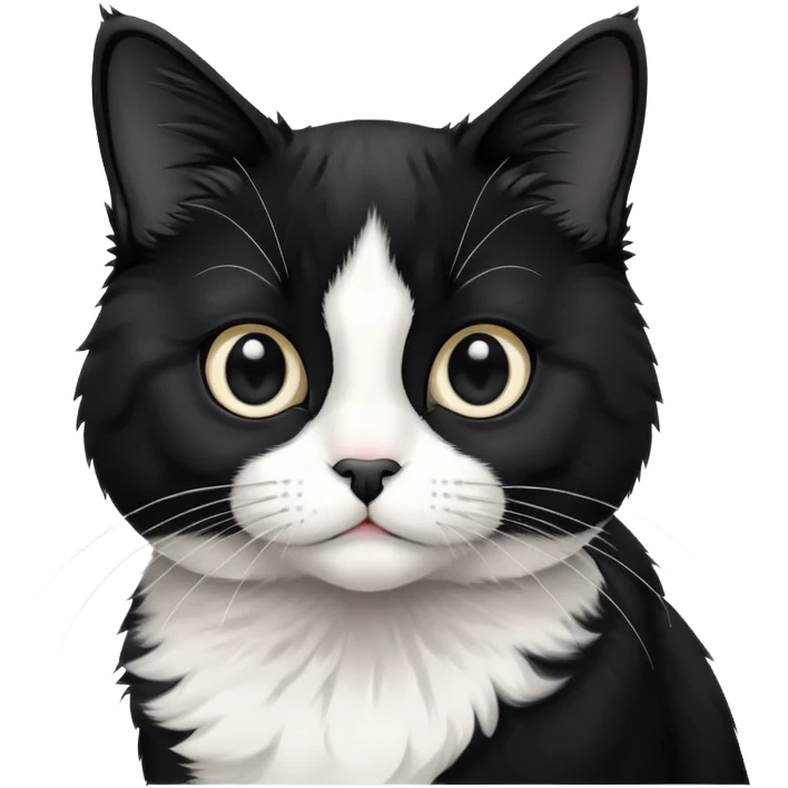 curious tuxedo cat with head tilted emoji