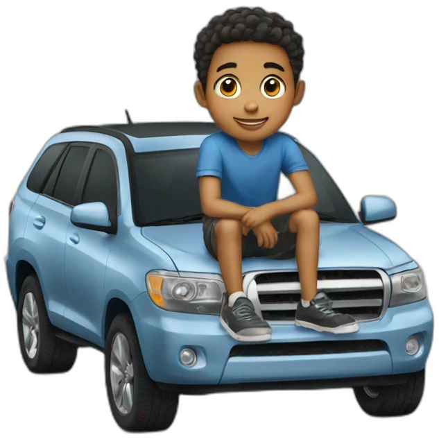 A boy on the car emoji