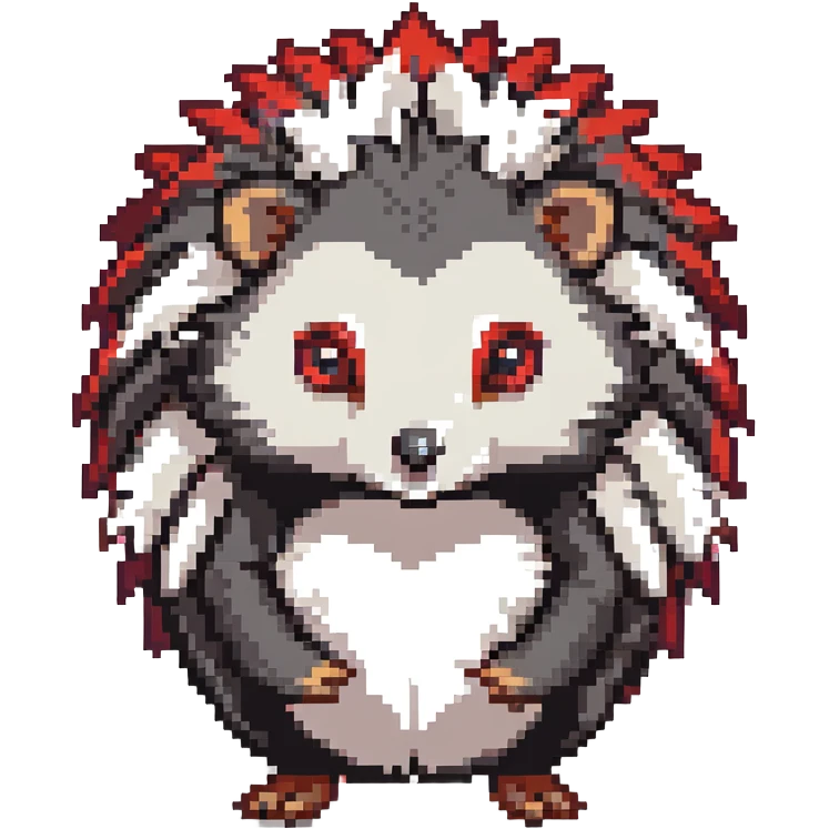 black hedgehog with red accents and white chest fur, defensive stance in a neon-lit industrial environment, metallic surfaces, intense expression emoji